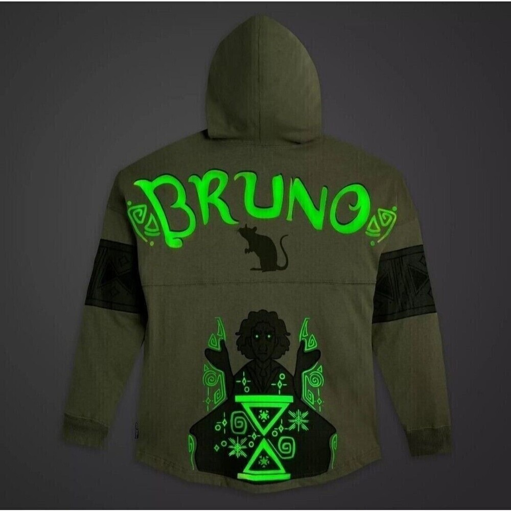 Spirit Jersey Shirt Adult Large Green Hoodie Disney Encanto Bruno Glow In Dark L